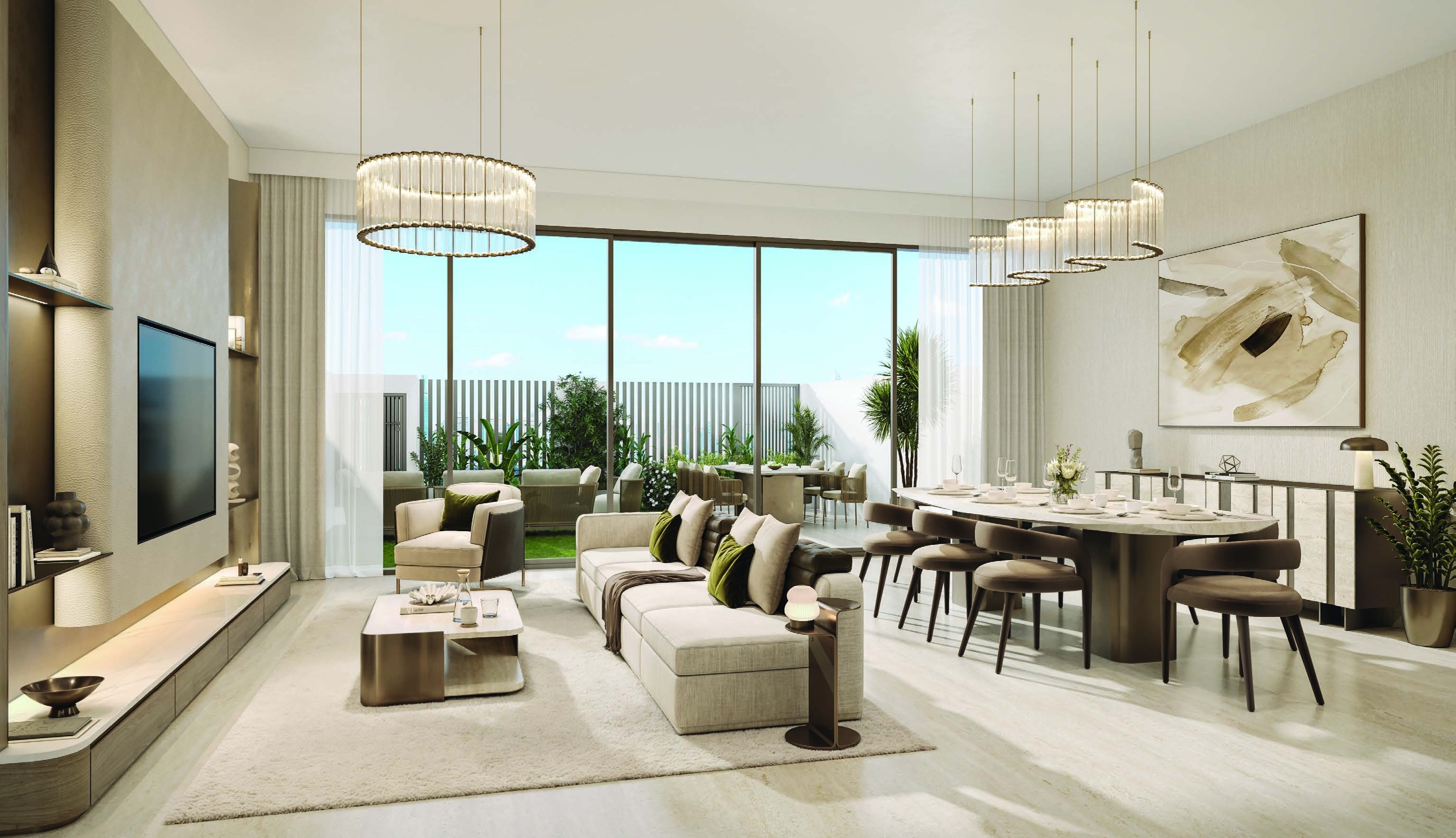 Sol Terra Casa living and dining room developer rendering