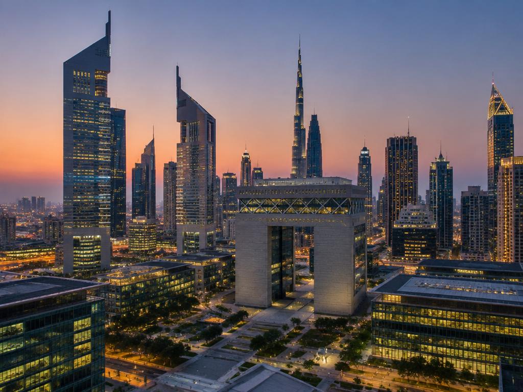 Dubai skyline from a residential terrace